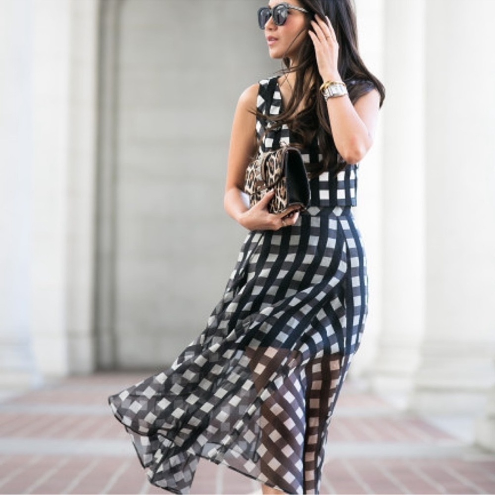 Marissa Webb Yasmin checked silk skirt